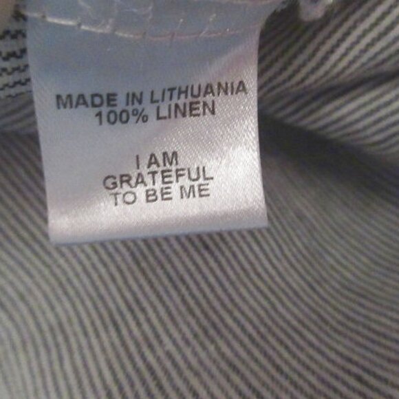 Flax Linen Tunic Top Size 1X 1G Long Sleeves Button Up Striped Lagonlook Coastal - Picture 9 of 10